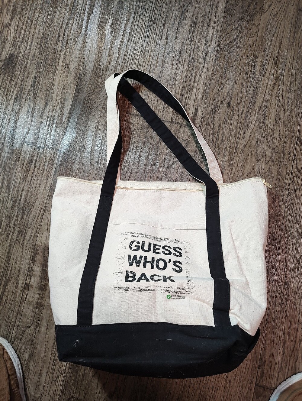 Canvas Tote Bag with Black Trim - Guess Who's Back